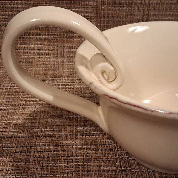 Vietri Crema Gravy Sauce Boat - Rustic Cream-Rare Find - Picture 5 of 9